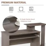 Computer Table with Sliding Keyboard Tray, Storage Drawer & Shelf, Home Office PC Desk, Computer Desk in Grey | HOMCOM