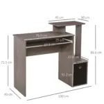 Computer Table with Sliding Keyboard Tray, Storage Drawer & Shelf, Home Office PC Desk, Computer Desk in Grey | HOMCOM