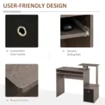 Computer Table with Sliding Keyboard Tray, Storage Drawer & Shelf, Home Office PC Desk, Computer Desk in Grey | HOMCOM