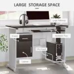 Home Office Workstation Desk, PC Computer Desk with Sliding Keyboard Tray, Storage Drawers, Host Box Shelf, Black Walnut | HOMCOM