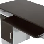 Home Office Workstation Desk, PC Computer Desk with Sliding Keyboard Tray, Storage Drawers, Host Box Shelf, Black Walnut | HOMCOM