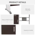 Home Office Workstation Desk, PC Computer Desk with Sliding Keyboard Tray, Storage Drawers, Host Box Shelf, Black Walnut | HOMCOM