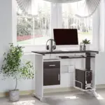 Home Office Workstation Desk, PC Computer Desk with Sliding Keyboard Tray, Storage Drawers, Host Box Shelf, Black Walnut | HOMCOM