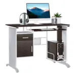 Home Office Workstation Desk, PC Computer Desk with Sliding Keyboard Tray, Storage Drawers, Host Box Shelf, Black Walnut | HOMCOM