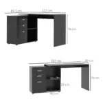 Computer Desk Table Workstation Home Office L Shape Drawer Shelf File Cabinet in Black by HOMCOM