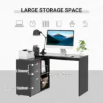 Computer Desk Table Workstation Home Office L Shape Drawer Shelf File Cabinet in Black by HOMCOM