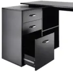 Computer Desk Table Workstation Home Office L Shape Drawer Shelf File Cabinet in Black by HOMCOM