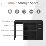 L-Shaped corner computer desk Table Study Table PC Workstation with Storage Shelf Drawer Home Office Black | HOMCOM
