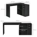 L-Shaped corner computer desk Table Study Table PC Workstation with Storage Shelf Drawer Home Office Black | HOMCOM