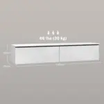 160cm High Gloss Floating TV Unit Stand for TVs up to 70", Wall Mounted TV Cabinet with Storage Cupboards in White by HOMCOM