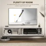 160cm High Gloss Floating TV Unit Stand for TVs up to 70", Wall Mounted TV Cabinet with Storage Cupboards in White by HOMCOM