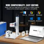 VEVOR Fiber Laser Marking Machine, 100W Compatible with LightBurn, MOPA Color Fiber Laser Engraver, 6.9" x 6.9" Working Area with Rotary Axis, Solid State Laser Machine for Aluminum Steel Jewelry Gold