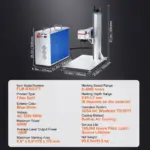 VEVOR Fiber Laser Marking Machine, 100W Compatible with LightBurn, MOPA Color Fiber Laser Engraver, 6.9" x 6.9" Working Area with Rotary Axis, Solid State Laser Machine for Aluminum Steel Jewelry Gold