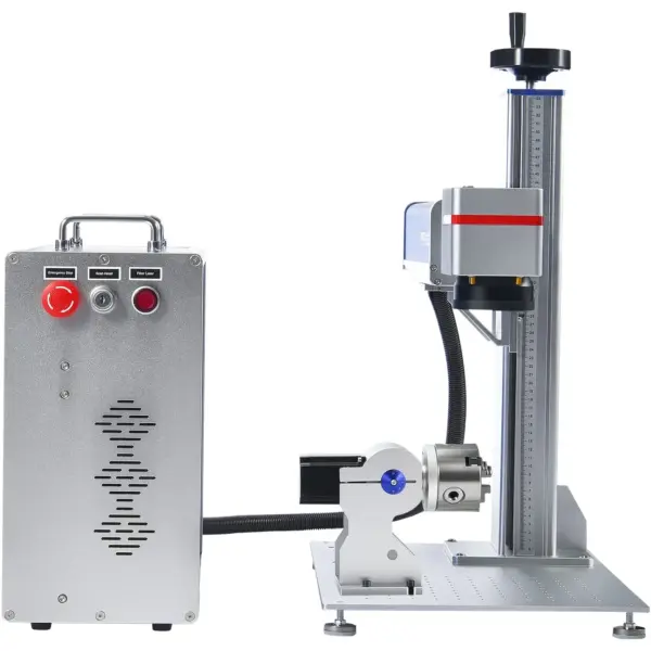VEVOR Fiber Laser Marking Machine, 100W Compatible with LightBurn, MOPA Color Fiber Laser Engraver, 6.9" x 6.9" Working Area with Rotary Axis, Solid State Laser Machine for Aluminum Steel Jewelry Gold