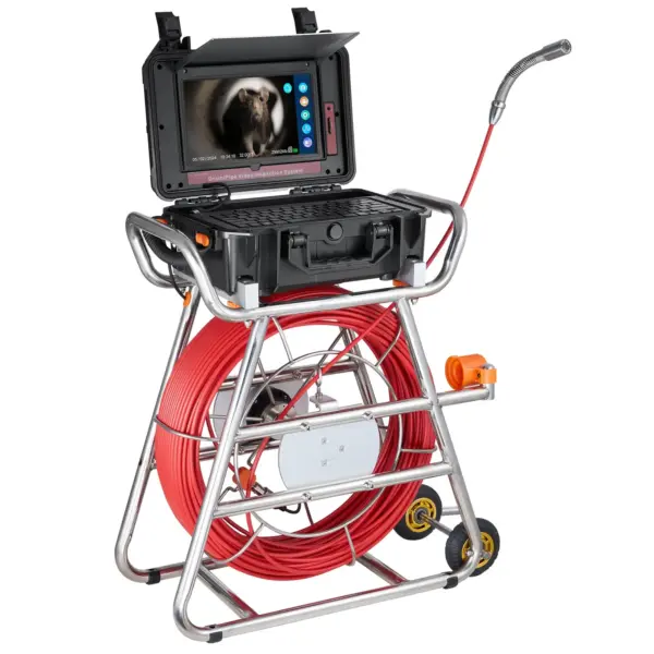 VEVOR Sewer Camera, 328 ft/100m, Self-Leveling Drain Camera with 10.1" Touchscreen, 512Hz Transmitter & Distance Counter, IP67 Snake Plumbing Camera with Lights-12 LED, 32GB Card for Duct Pipe
