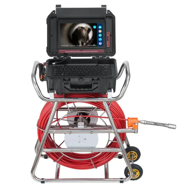 VEVOR Sewer Camera, 328 ft/100m, Self-Leveling Drain Camera with 10.1" Touchscreen, 512Hz Transmitter & Distance Counter, IP67 Snake Plumbing Camera with Lights-12 LED, 32GB Card for Duct Pipe