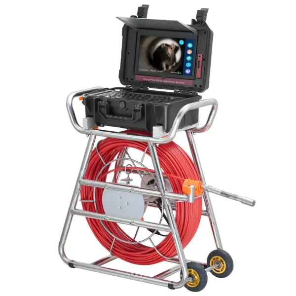 VEVOR Sewer Camera, 328 ft/100m, Self-Leveling Drain Camera with 10.1" Touchscreen, 512Hz Transmitter & Distance Counter, IP67 Snake Plumbing Camera with Lights-12 LED, 32GB Card for Duct Pipe