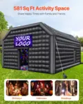 VEVOR Inflatable Nightclub, 29.5 x 19.7 x 13.1 Ft, Blow up Party Tent with 1100W Blower, Large Inflatable Night Club Tent for Adults, Easy Setup Inflatable House Air Cube for Wedding Birthday Black