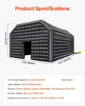 VEVOR Inflatable Nightclub, 29.5 x 19.7 x 13.1 Ft, Blow up Party Tent with 1100W Blower, Large Inflatable Night Club Tent for Adults, Easy Setup Inflatable House Air Cube for Wedding Birthday Black