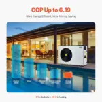 VEVOR Electric Pool Heat Pump, 35830 BTU, Pool Heaters for 6605-13209GAL Above and In Ground Pools, Low Noise, Heating and Cooling Highly Efficient & Energy-Saving Pool Water Heater AC208-230V 60Hz