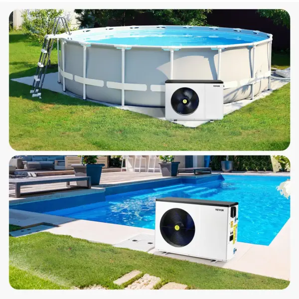 VEVOR Electric Pool Heat Pump, 35830 BTU, Pool Heaters for 6605-13209GAL Above and In Ground Pools, Low Noise, Heating and Cooling Highly Efficient & Energy-Saving Pool Water Heater AC208-230V 60Hz