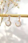 24K Moon CZ Stud Earrings