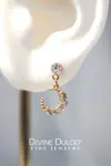 24K Moon CZ Stud Earrings