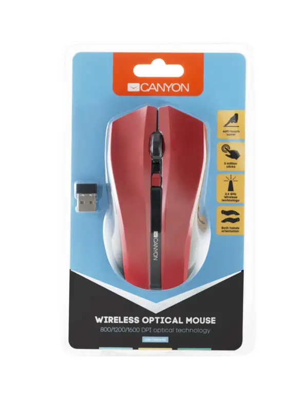 Canyon Wireless Optical Mouse in Red - CNE-CMSW05R