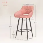 Set of Two Velvet-Feel Bar Stools in Pink | HOMCOM