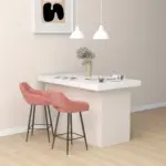 Set of Two Velvet-Feel Bar Stools in Pink | HOMCOM