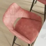 Set of Two Velvet-Feel Bar Stools in Pink | HOMCOM