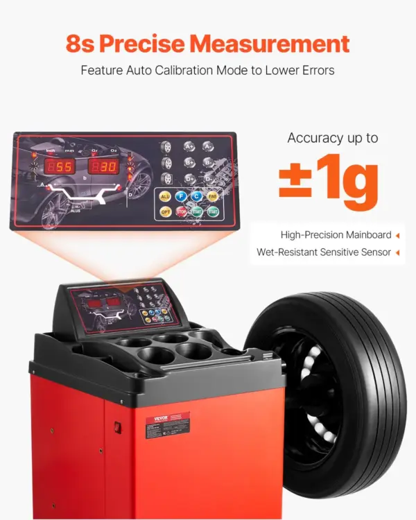 VEVOR Tire Changer Machine, 18" Spindle, Durable Tire Balancer with 4 Size of Conic & 45# Steel, Reinforced Tire Balancer with Complete Measuring Tools & Multi-Compartment, Fit for 1.5"-18" Wide Tire