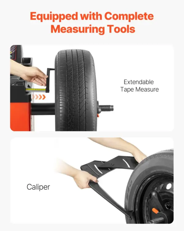 VEVOR Tire Changer Machine, 18" Spindle, Durable Tire Balancer with 4 Size of Conic & 45# Steel, Reinforced Tire Balancer with Complete Measuring Tools & Multi-Compartment, Fit for 1.5"-18" Wide Tire