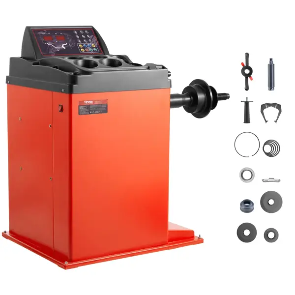 VEVOR Tire Changer Machine, 18" Spindle, Durable Tire Balancer with 4 Size of Conic & 45# Steel, Reinforced Tire Balancer with Complete Measuring Tools & Multi-Compartment, Fit for 1.5"-18" Wide Tire