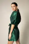 Glimmer Green Wrap Dress Womens Elegant Wrap Dress