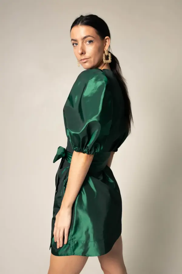 Glimmer Green Wrap Dress Womens Elegant Wrap Dress