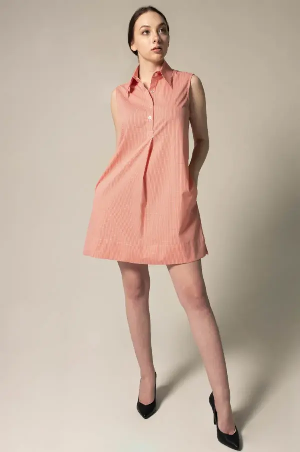 Italian Cotton Orange Sleeveless Dress Elegant Summer Wear