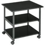 3-Tier Printer Stand with Storage Shelf, Mobile Printer Table on Wheels, 50 x 50 x 52.5cm Rolling Printer Cart for Office, Black | HOMCOM