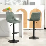 Adjustable Bar Stools Set of 2 Counter Height Barstools Dining Chairs 360 Swivel with Footrest for Home Pub, Green by HOMCOM