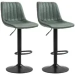 Adjustable Bar Stools Set of 2 Counter Height Barstools Dining Chairs 360 Swivel with Footrest for Home Pub, Green by HOMCOM
