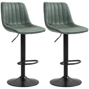 Adjustable Bar Stools Set of 2 Counter Height Barstools Dining Chairs 360 Swivel with Footrest for Home Pub, Green by HOMCOM