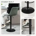 Adjustable Bar Stools Set of 2 Counter Height Barstools Dining Chairs 360 Swivel with Footrest for Home Pub, Green by HOMCOM