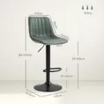 Adjustable Bar Stools Set of 2 Counter Height Barstools Dining Chairs 360 Swivel with Footrest for Home Pub, Green by HOMCOM