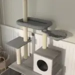 Cat Tree w/ Hidden Litter Box, 2 in 1 Floor to Ceiling Cat Litter Box Furniture w/ Cat House, Bed, Hammock, Scratching Posts | PawHut