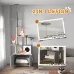Cat Tree w/ Hidden Litter Box, 2 in 1 Floor to Ceiling Cat Litter Box Furniture w/ Cat House, Bed, Hammock, Scratching Posts | PawHut