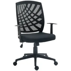 Ergonomic Office Chair, Height Adjustable Mesh Chair, Desk Chair with Swivel Wheels for Home Office, Black | HOMCOM