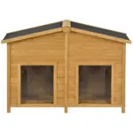 47.2" Large Wooden Dog House Outdoor, Outdoor & Indoor Dog Crate, Cabin Style, With Porch, 2 Doors