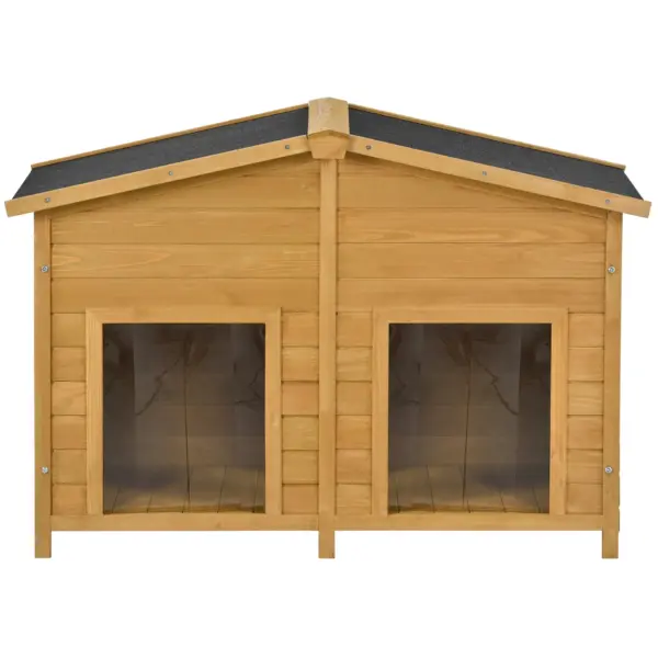 47.2" Large Wooden Dog House Outdoor, Outdoor & Indoor Dog Crate, Cabin Style, With Porch, 2 Doors