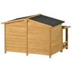 47.2" Large Wooden Dog House Outdoor, Outdoor & Indoor Dog Crate, Cabin Style, With Porch, 2 Doors