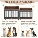 44'' Heavy Duty Large Dog Crate Furniture for Large Medium Dog with Lockable Wheels, Wooden Dog Crate Dog Kennel, End Table Crate with Double layer storage, Brown
